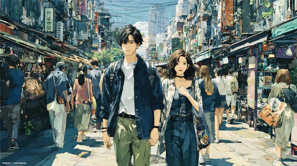街を歩くカップル