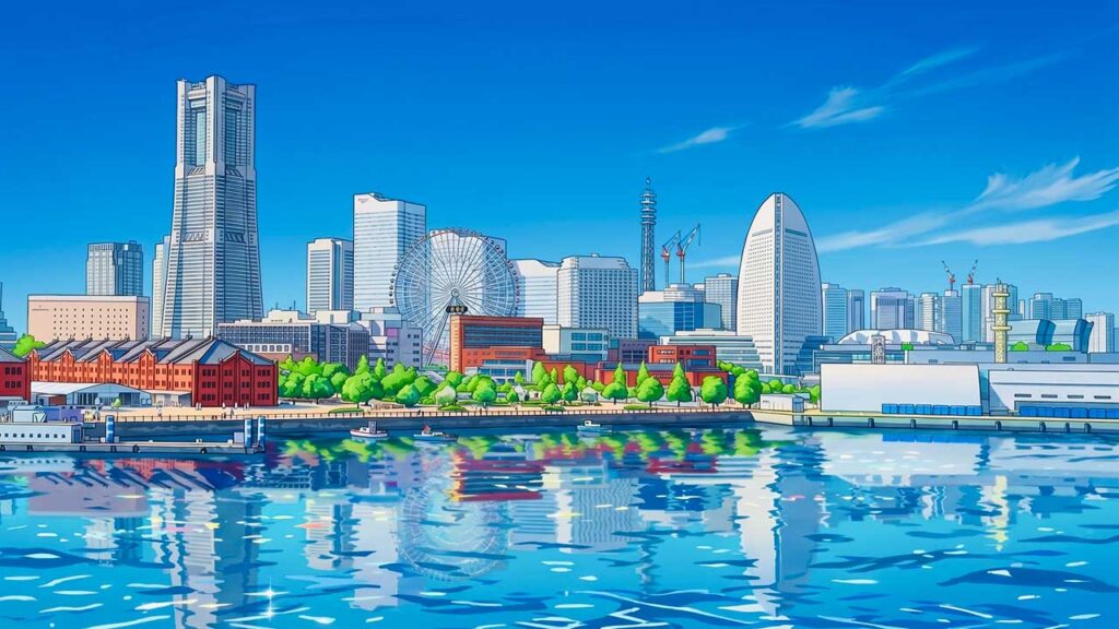 横浜市のみなとみらいの風景