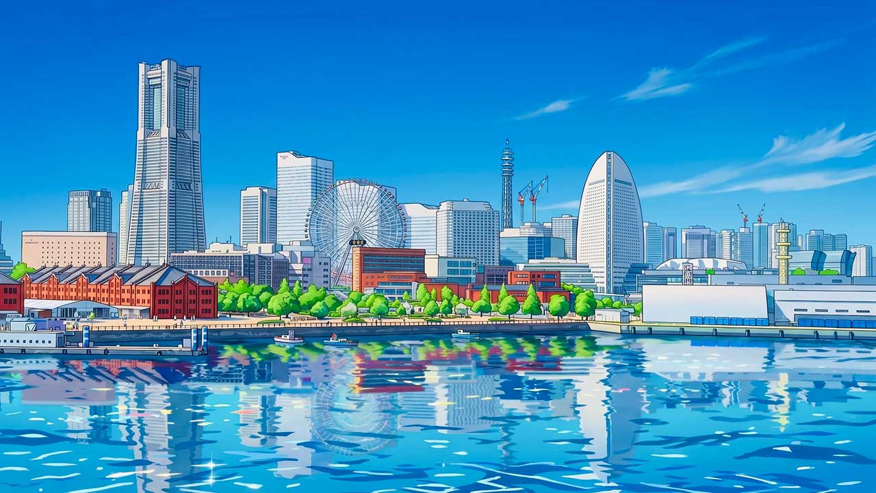 横浜市のみなとみらいの風景